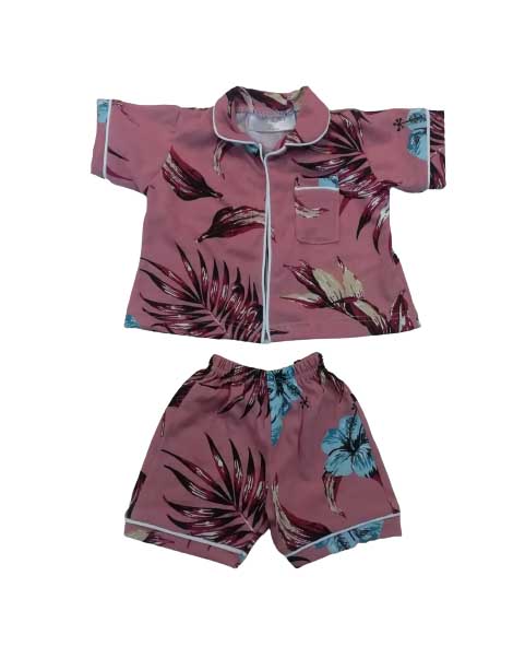 Hannah Grace Maternity Kiddies Pink Floral Button Down PJ Set