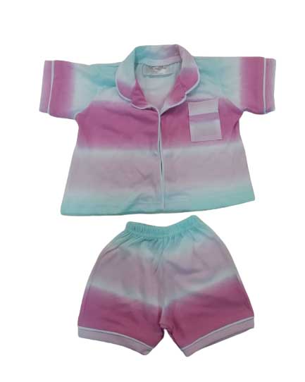 Hannah Grace Maternity Kiddies Rainbow Stripe Button Down PJ Set