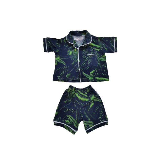 Hannah Grace Maternity Kiddies Green and navy leaf PJ Set