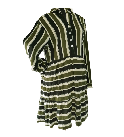 Hannah Grace Maternity Long Sleeve Stripe Tiered Dress