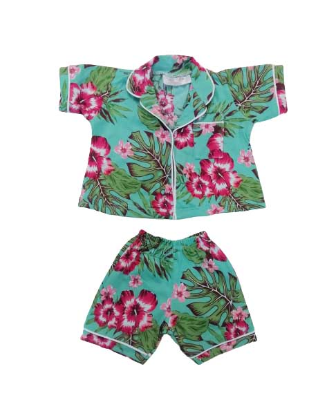 Hannah Grace Maternity Kiddies Mint Green & Pink Floral Button Down PJ Set