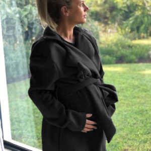Hannah Grace Maternity Black Melton Jacket
